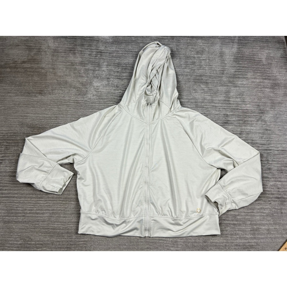 Pro Player Hoodie Womens 3X Beige Full Zip Wicking Active Jacket Heathered 25767